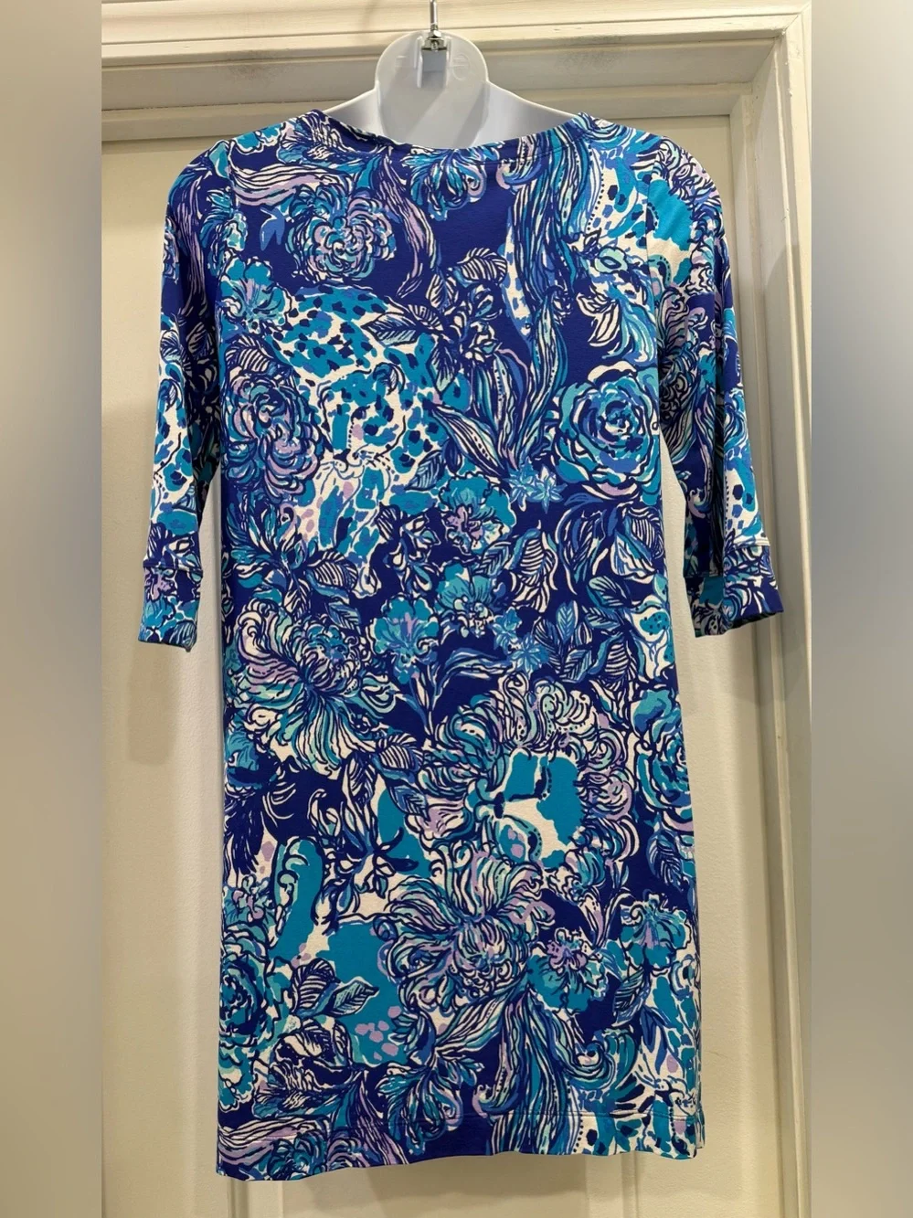 Lilly Pulitzer Sophie Girls Dress Royal Purple Cat Call Size XL 12/14